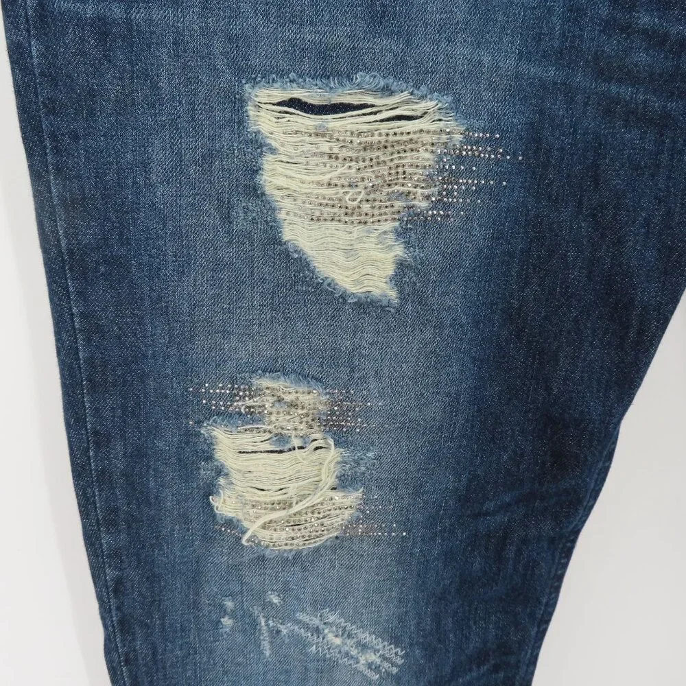TWINSET Jeans Womens SEE MEASUREMENTS Catherine Embellished Distressed Denim - Picture 3 of 12